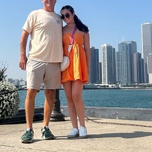 Orange babydoll mini dress